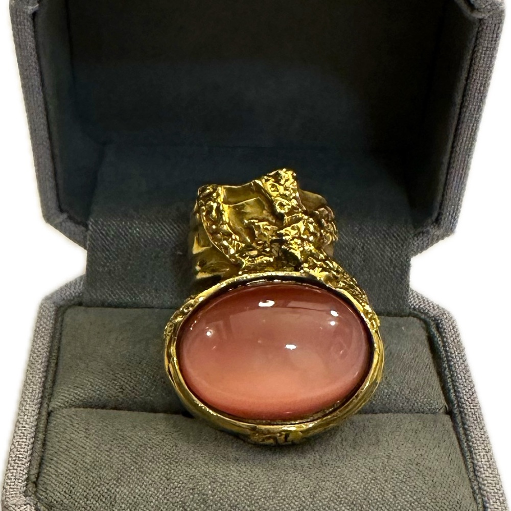 Yves Saint Laurent Gold/Pink Arty Ring Size 8